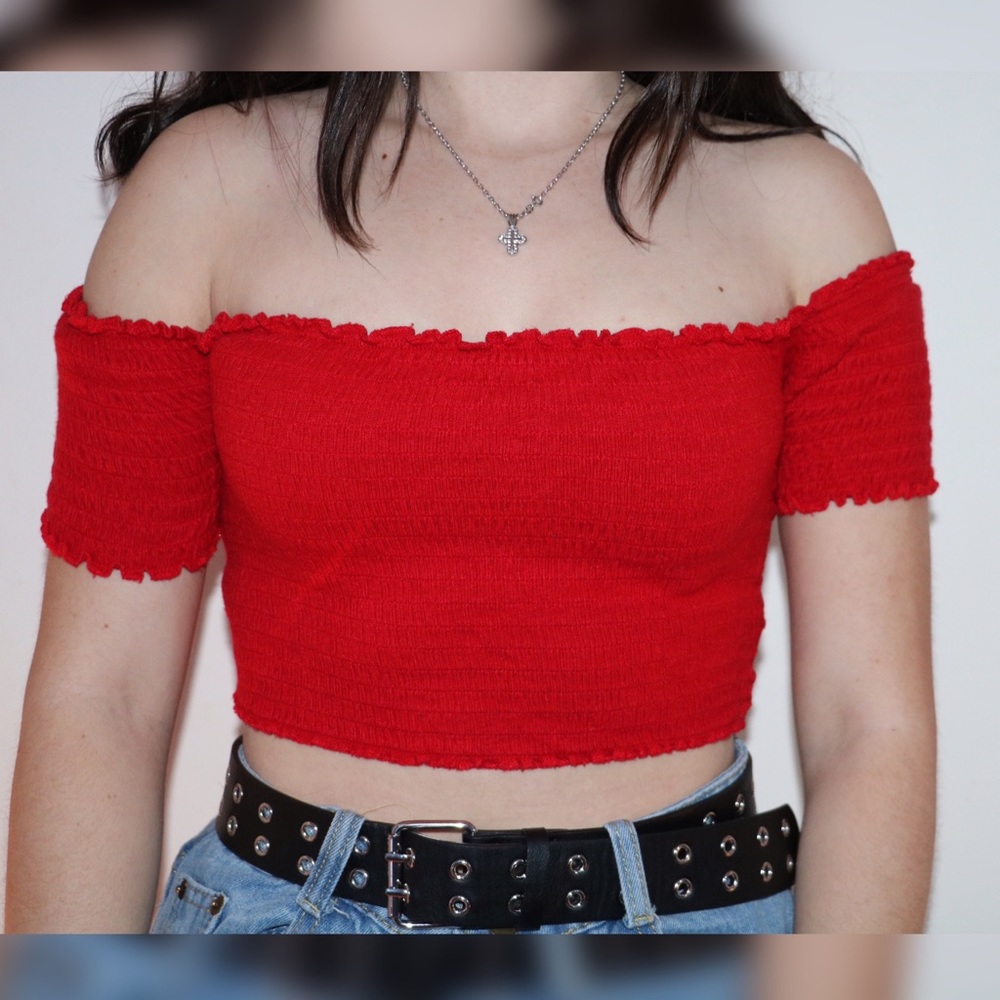 Red Off The Shoulder Top